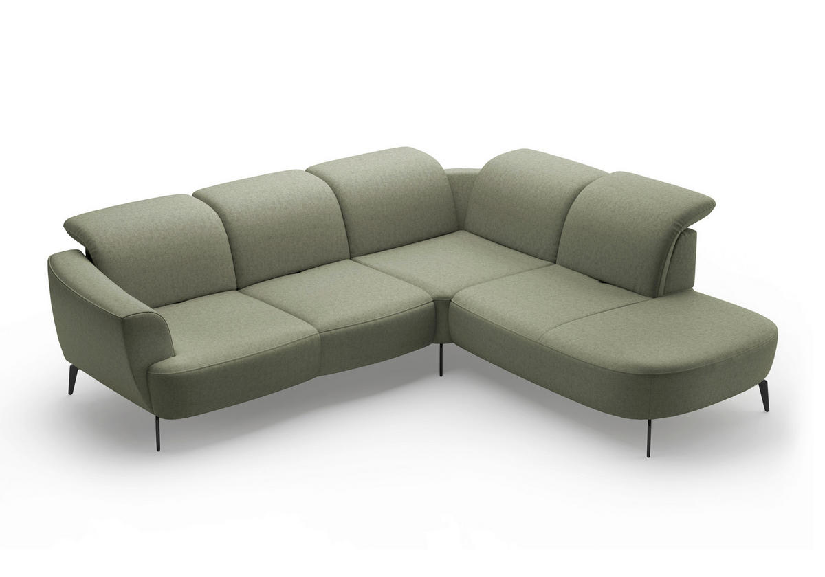 ECKSOFA in Flachgewebe Olivgrün  300/267 cm  - Schwarz/Olivgrün, KONVENTIONELL, Textil/Metall (300/267cm) - Sit & More