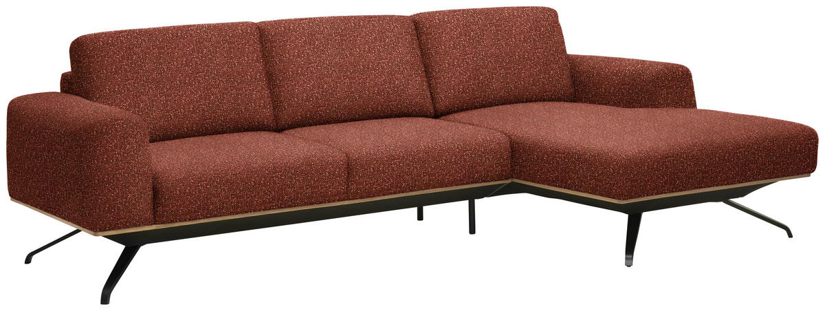 ECKSOFA  in Struktur Rostfarben  262/157 cm  - Rostfarben/Schwarz, Design, Textil/Metall (262/157cm) - Novel