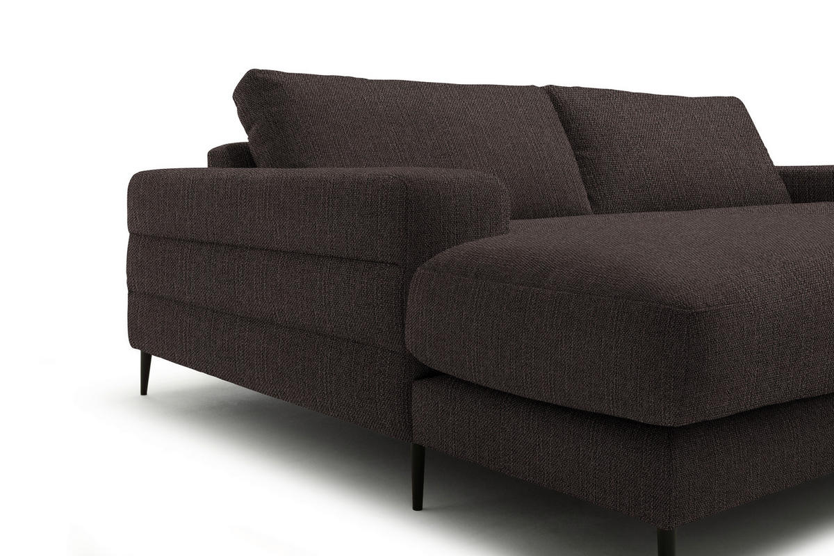ECKSOFA in Flachgewebe Braun  - Schwarz/Braun, Design, Textil/Metall (177/253cm) - Dieter Knoll