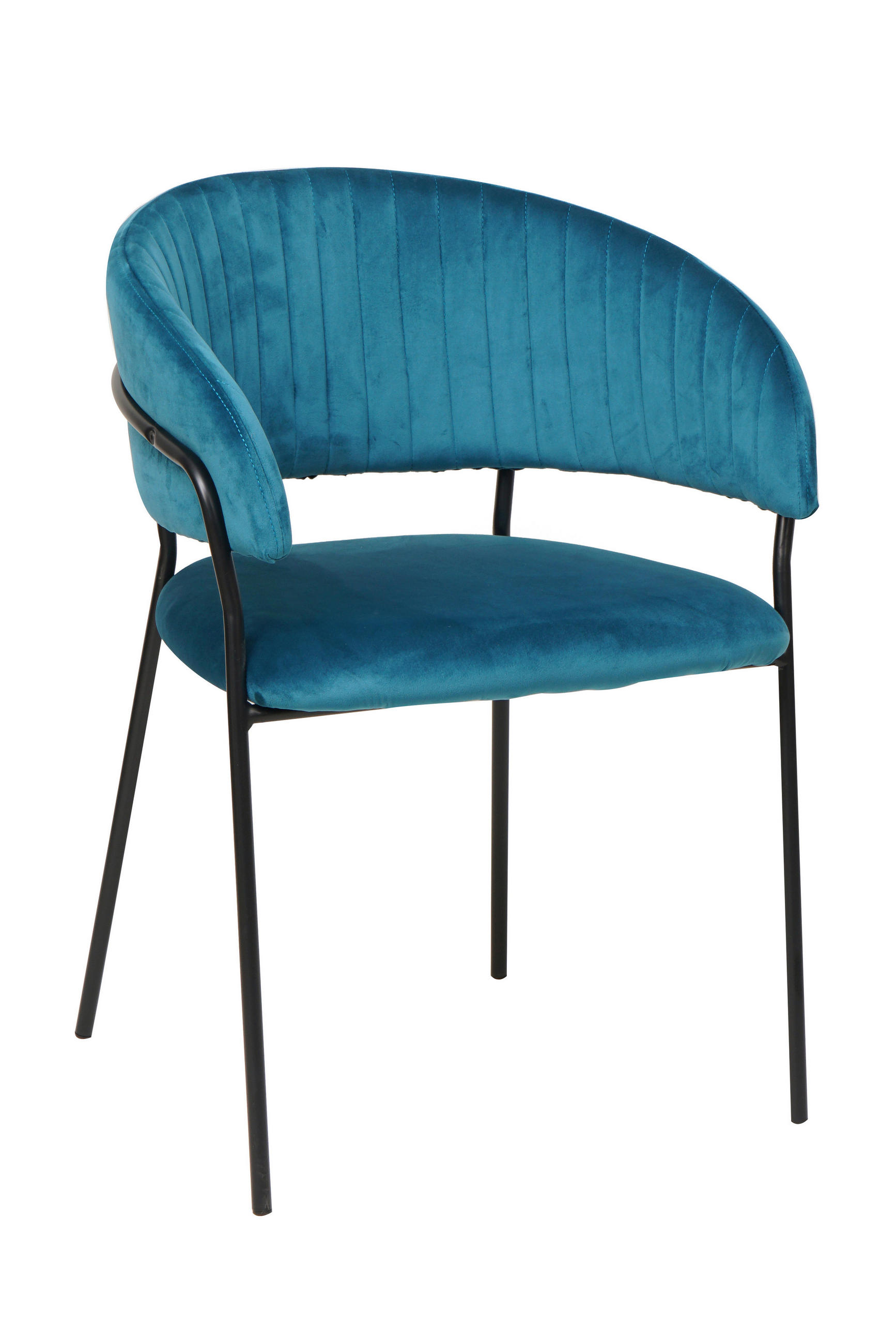 ARMLEHNSTUHL  in Samt  - Türkis/Schwarz, MODERN, Textil/Metall (55/80/50cm) - Livetastic