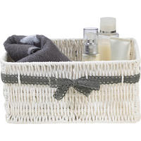 KOŠ DO REGÁLU, šedá, bílá - šedá/bílá, Basics, papír (19/13/8cm) - Landscape