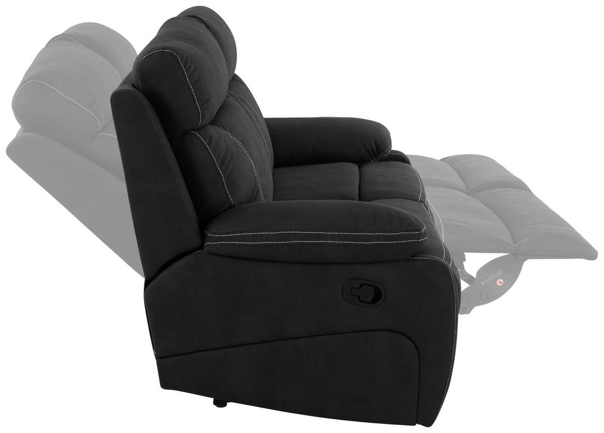 SITZGARNITUR Mikrofaser Schwarz  - Schwarz, KONVENTIONELL, Textil/Metall - Livetastic