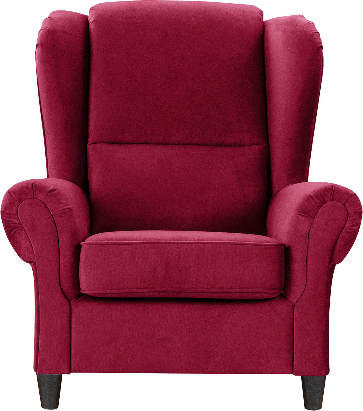 OHRENSESSEL Plüsch Bordeaux  - Bordeaux/Schwarz, Design, Holz/Textil (94/112/92cm) - MID.YOU
