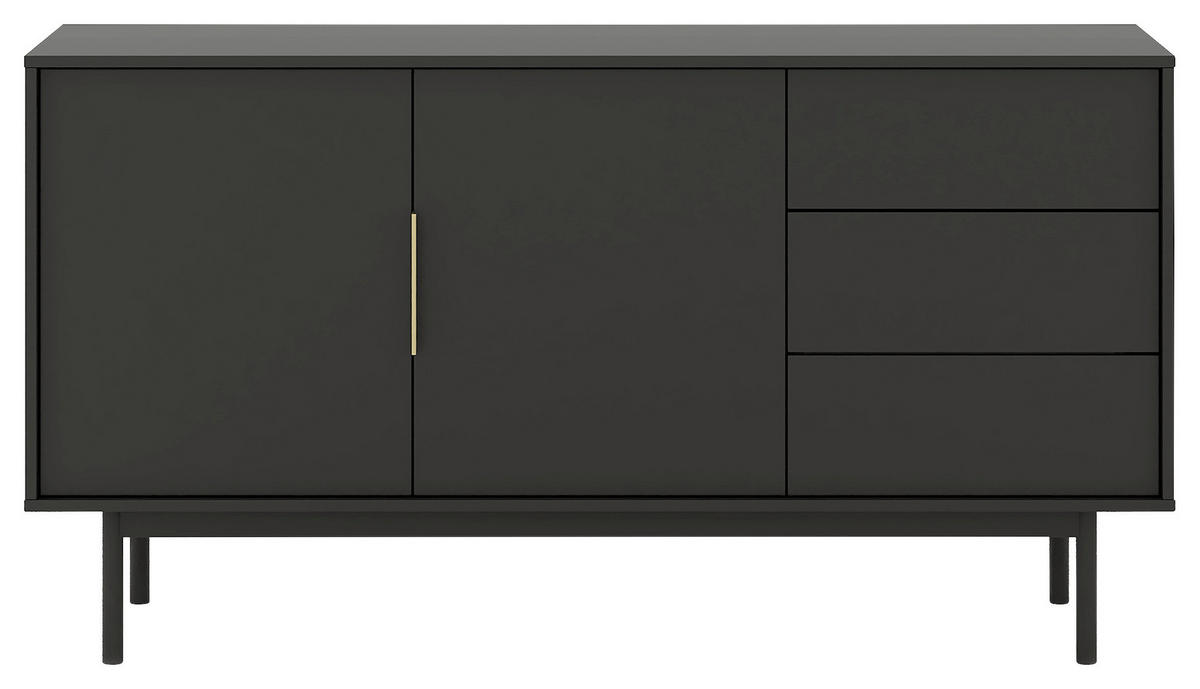 SIDEBOARD Viva  in 154/82/39 cm  - Goldfarben/Schwarz, Design, Holzwerkstoff/Metall (154/82/39cm) - Xora