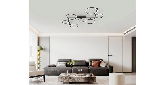 LED-DECKENLEUCHTE 118/127/12 cm  - Schwarz, Design, Kunststoff/Metall (118/127/12cm) - Novel