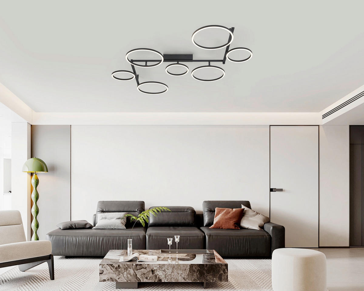 LED-DECKENLEUCHTE 118/127/12 cm  - Schwarz, Design, Kunststoff/Metall (118/127/12cm) - Novel