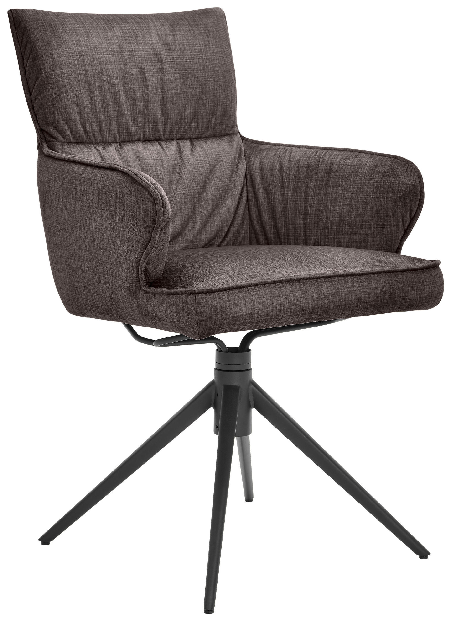 ARMLEHNSTUHL  Typenauswahl, Wippfunktion, Sitzfläche 360° drehbar, automatische Rückholfunktion Velours  Anthrazit  - Anthrazit/Schwarz, Design, Textil/Metall (58/91/62cm) - Dieter Knoll