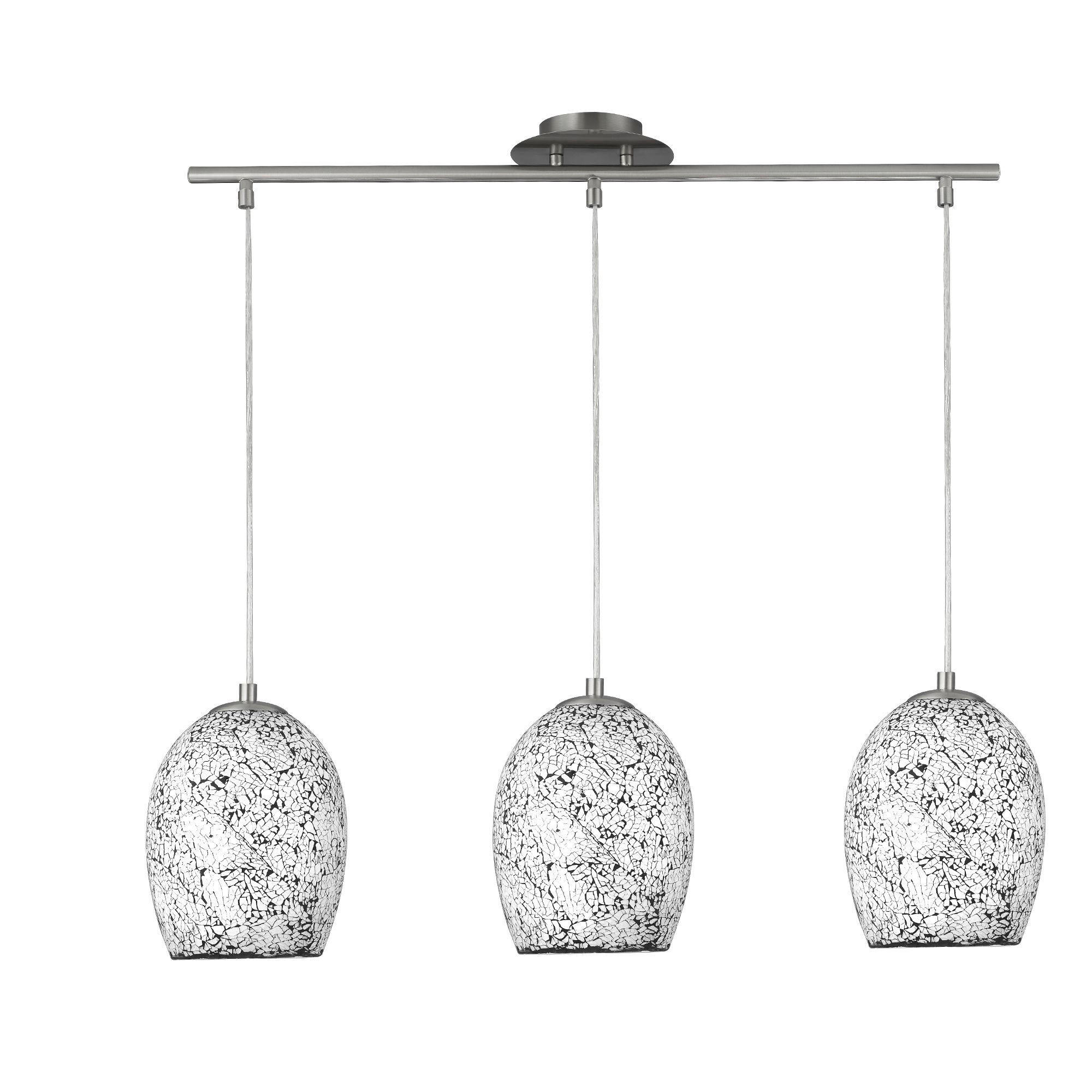 HÄNGELEUCHTE Crackle 75/18/140 cm   - Silberfarben/Weiß, Design, Glas/Metall (75/18/140cm) - Searchlight