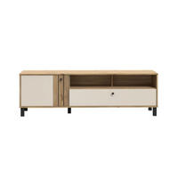TV-ELEMENT barve hrasta, peščene barve  - črna/barve hrasta, Basics, kovina/leseni material (158,1/48,6/42cm) - Hom`in