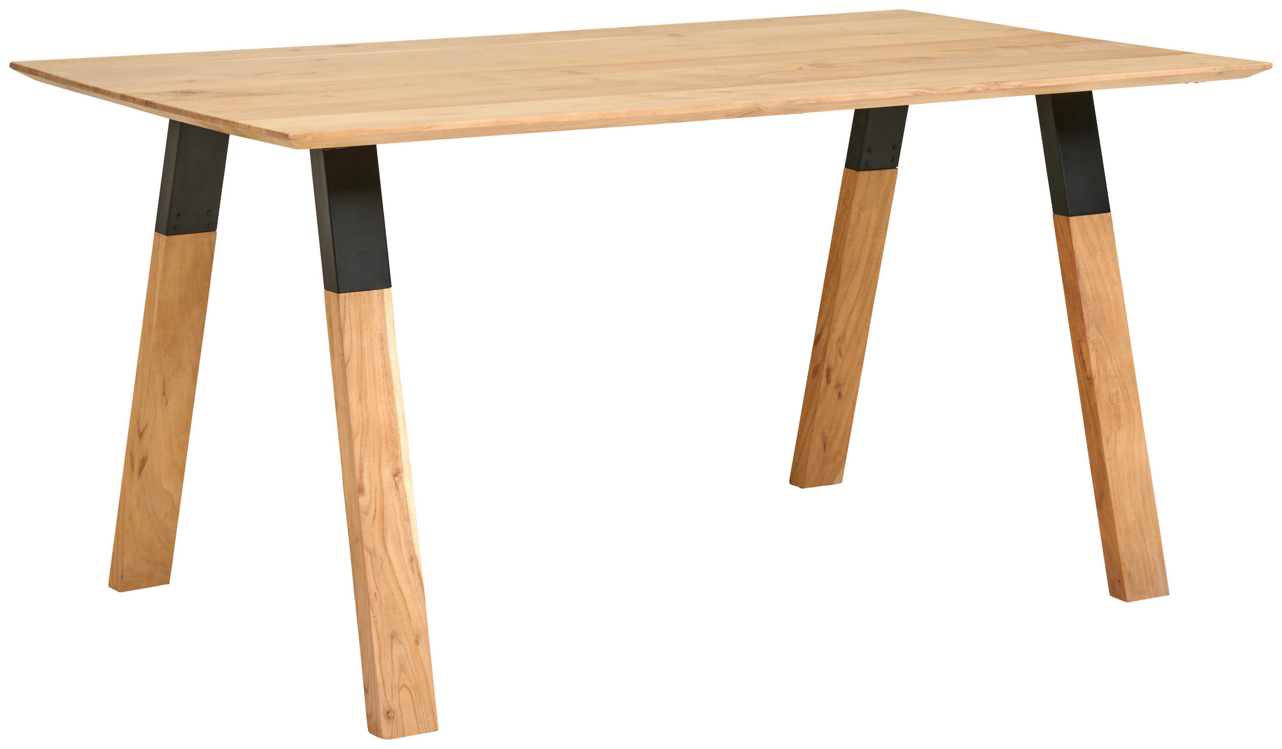 ESSTISCH 160/76/90 cm Echtholz  Holz, Metall rechteckig Naturfarben  - Schwarz/Naturfarben, MODERN, Holz/Metall (160/76/90cm) - Livetastic