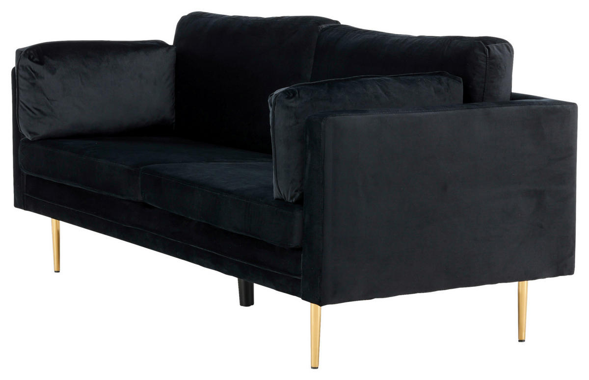 2-SITZER-SOFA in Schwarz, Goldfarben  - Goldfarben/Schwarz, Design, Textil/Metall (203/84/90cm) - Livetastic