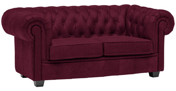 CHESTERFIELD-SOFA Webstoff Bordeaux  - Wengefarben/Bordeaux, LIFESTYLE, Holz/Textil (180/76,5/96cm) - Landscape