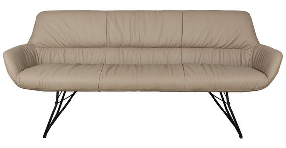 SITZBANK 201,5/87/67,5 cm Echtleder Schwarz, Taupe  - Taupe/Schwarz, Design, Leder/Metall (201,5/87/67,5cm) - Dieter Knoll