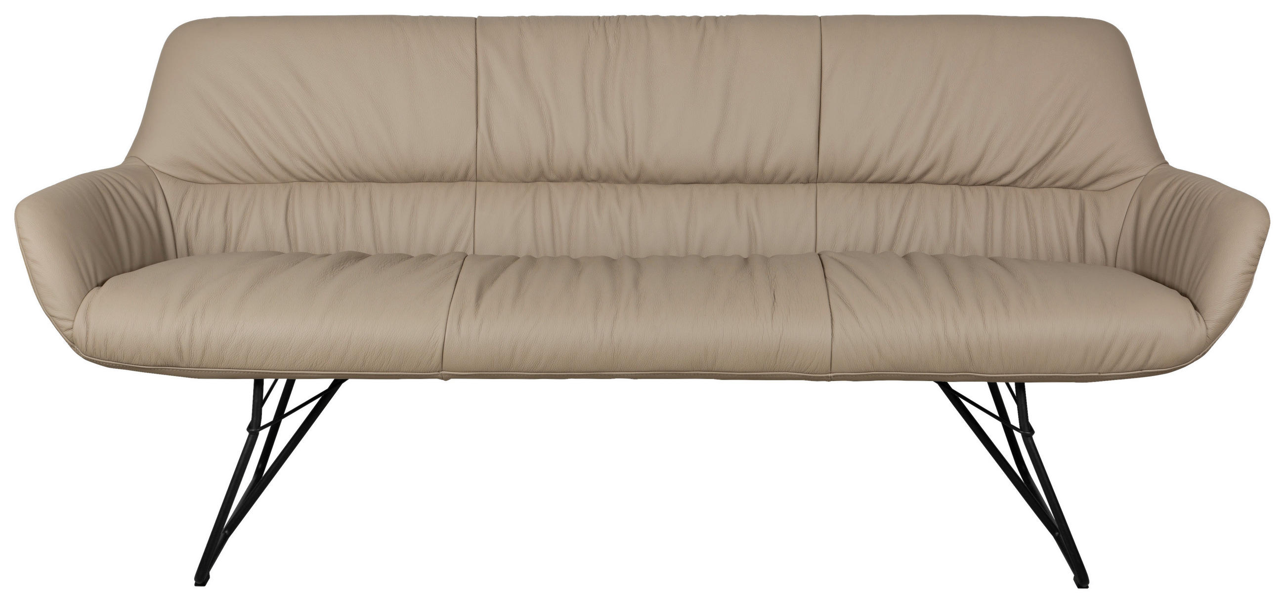 SITZBANK 201,5/87/67,5 cm Echtleder Schwarz, Taupe  - Taupe/Schwarz, Design, Leder/Metall (201,5/87/67,5cm) - Dieter Knoll