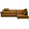 ECKSOFA in Echtleder Senfgelb  - Senfgelb/Alufarben, Konventionell, Leder/Metall (284/220cm) - Beldomo Premium