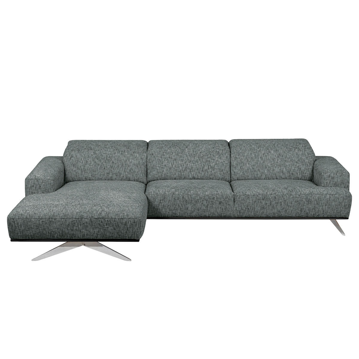 ECKSOFA PORTLAND Anthrazit Struktur Kopfteilverstellung  - Chromfarben/Anthrazit, Design, Holz/Textil (187/295cm) - Livetastic