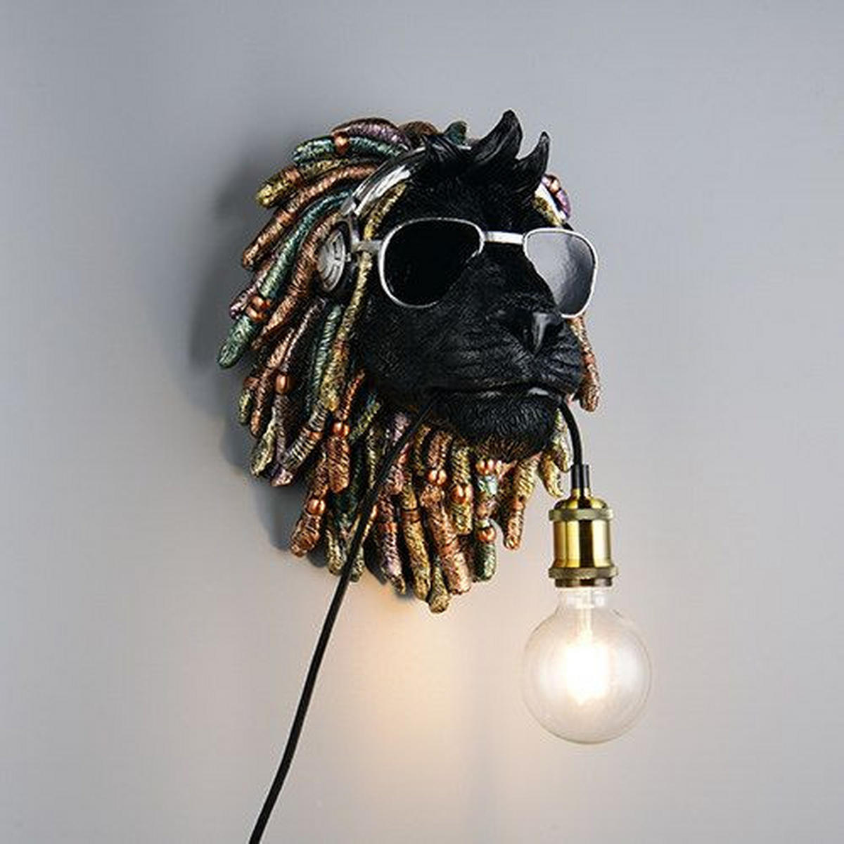 WANDLEUCHTE - Schwarz, MODERN, Kunststoff (31,5/22,5/38cm)