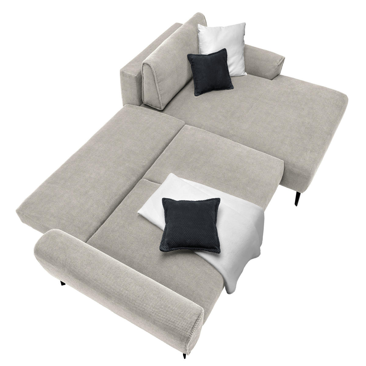 ECKSOFA in Webstoff Kaschmir  - Kaschmir/Schwarz, Design, Textil/Metall (272/170cm) - Welnova