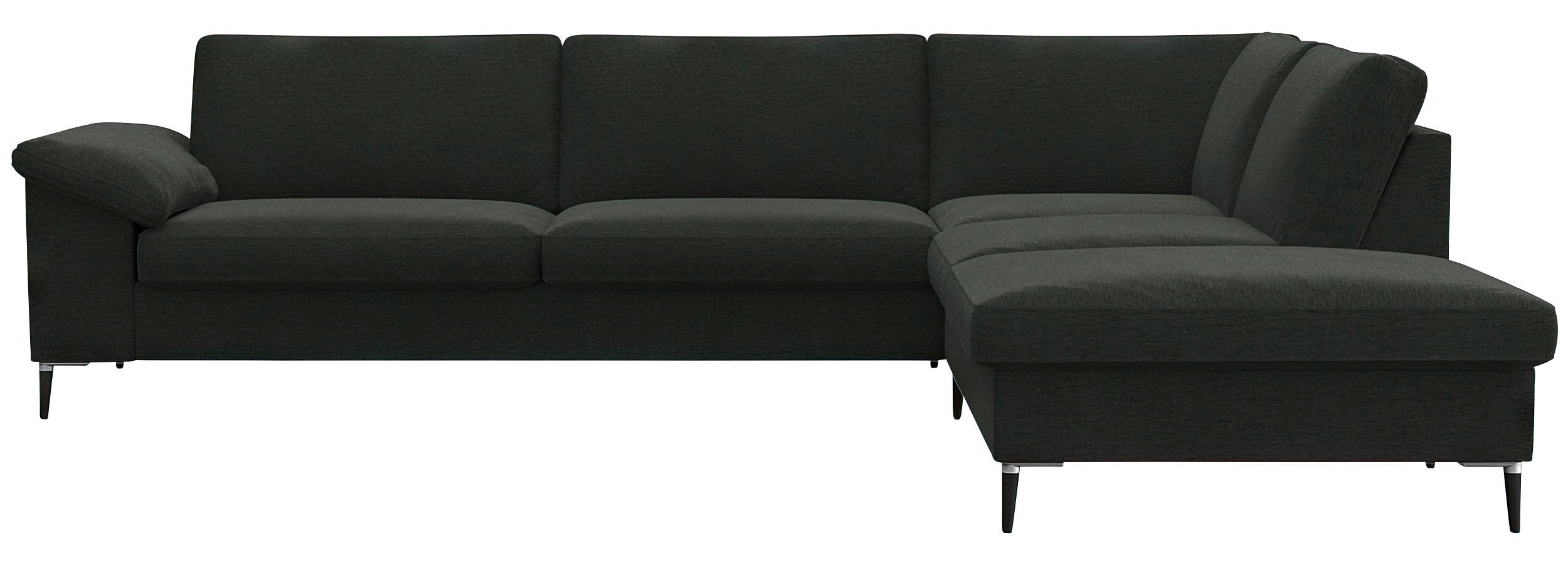 ECKSOFA Waldgrün Chenille, Webstoff, Flachgewebe  - Waldgrün/Alufarben, Design, Textil/Metall (279/225cm) - Livetastic