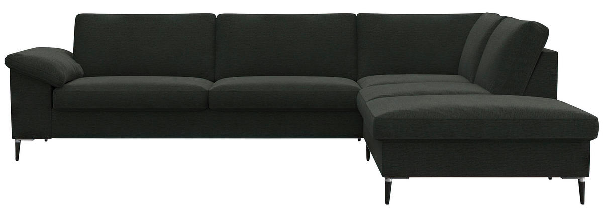 ECKSOFA Waldgrün Chenille, Webstoff, Flachgewebe  - Waldgrün/Alufarben, Design, Textil/Metall (279/225cm) - Livetastic