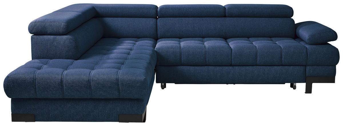 ECKSOFA in Webstoff Dunkelblau  - Schwarz/Dunkelblau, Design, Textil/Metall (223/263cm) - Welnova