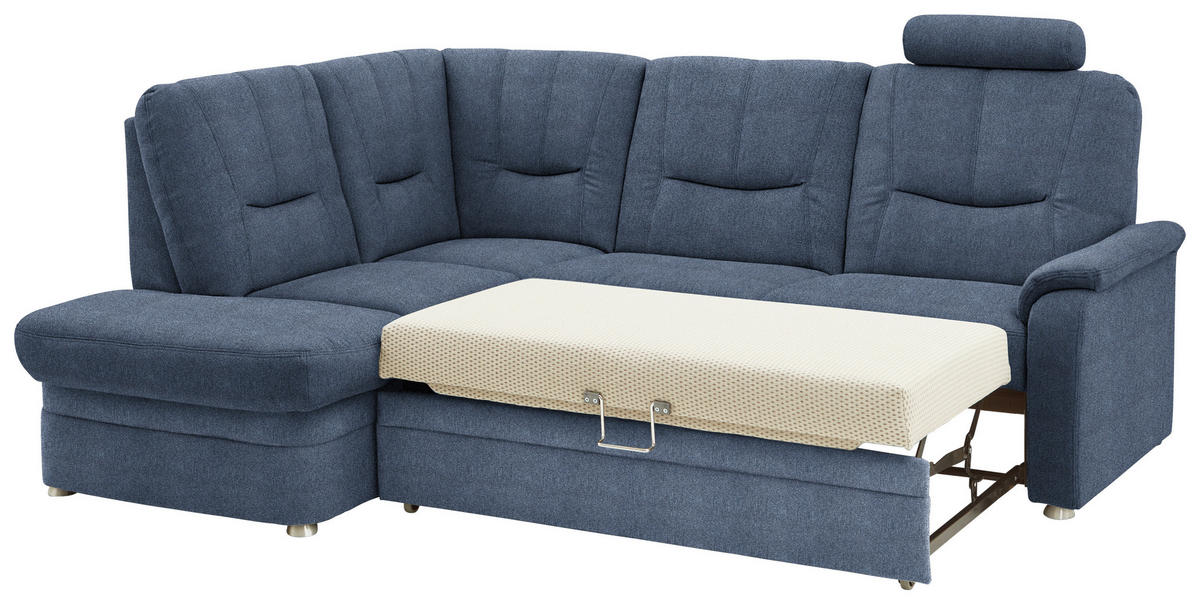 ECKSOFA Chenille Blau  - Blau/Schwarz, Konventionell, Kunststoff/Textil (185/235cm) - Beldomo Comfort