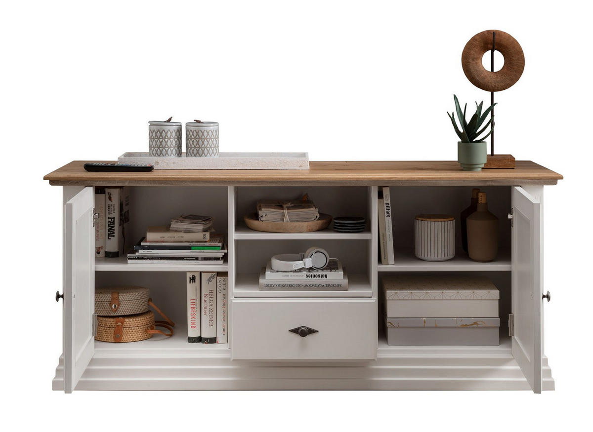 LOWBOARD WZ-0622  in 157/67/45 cm  - Weiß, Design, Holz (157/67/45cm) - Livetastic