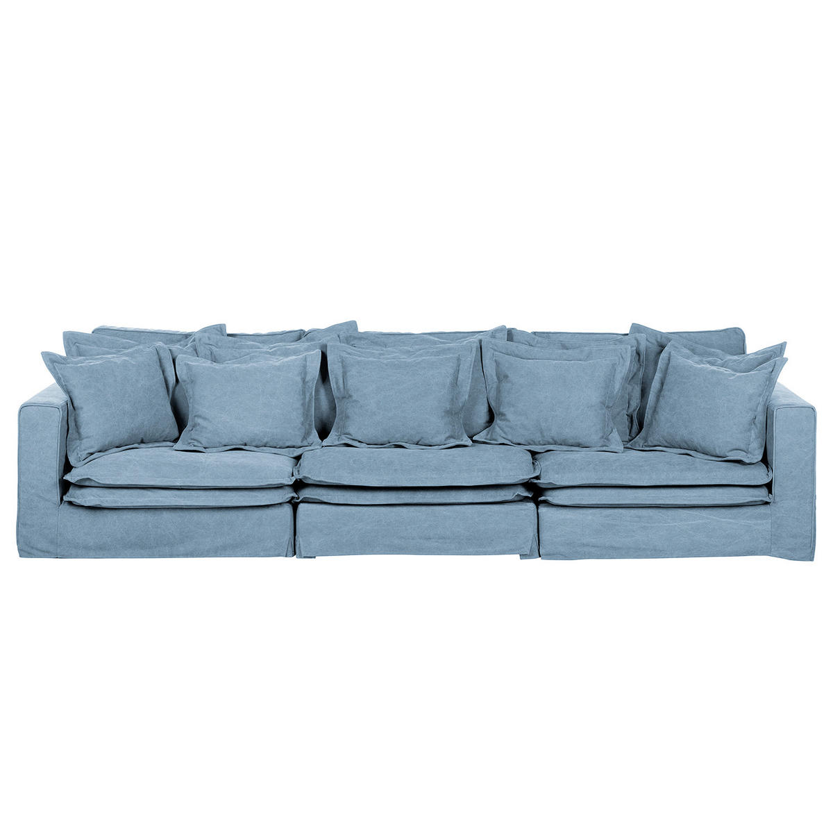 BIGSOFA STELLA Webstoff Blau  - Blau/Schwarz, Design, Kunststoff/Textil (338/90/119cm) - P & B