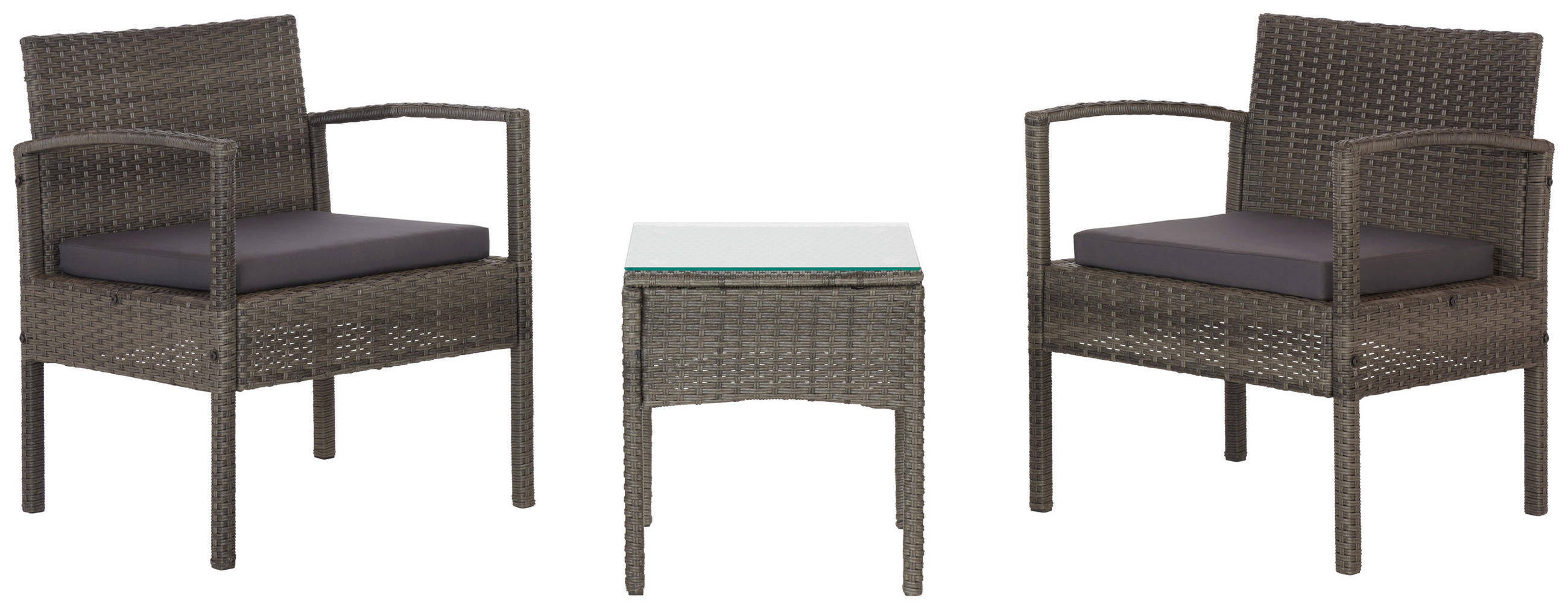 Balkonmöbel Set Poros Glas/ Kunststoffgeflecht mit Kissen