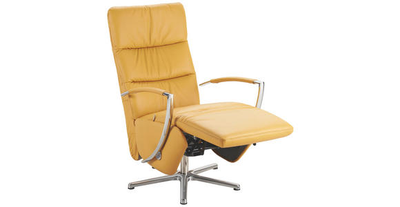 RELAXSESSEL in Leder Gelb - Chromfarben/Gelb, Design, Leder/Metall (64/112/80cm) - Cantus