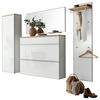GARDEROBE 5-teilig  in 255/195/31 cm  - Weiss, Design, Glas/Holz (255/195/31cm)
