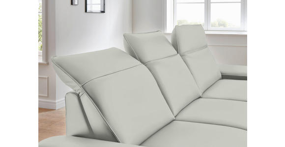 ECKSOFA in Echtleder Hellgrau 328/193 cm - Hellgrau/Schwarz, Design, Leder/Metall (328/193cm) - Dieter Knoll