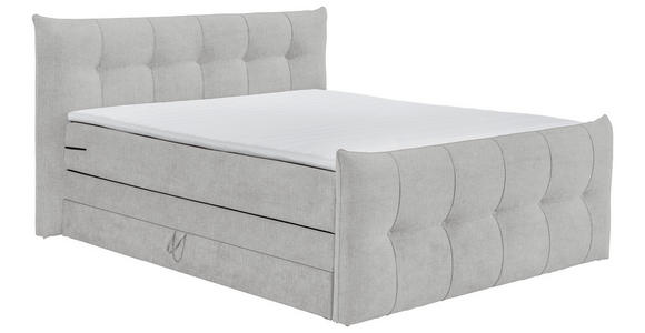 BOXSPRINGBETT 180/200 cm in Hellgrau - Hellgrau/Schwarz, Basics, Holzwerkstoff/Kunststoff (180/200cm) - Esposa