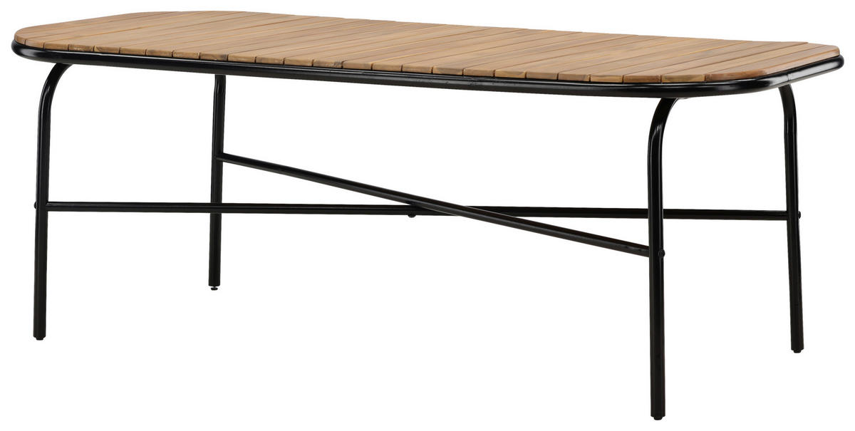 UTEBORD metall, trä rektangulär  - svart, Klassisk, metall/trä (200/90/75cm) - Gardenson
