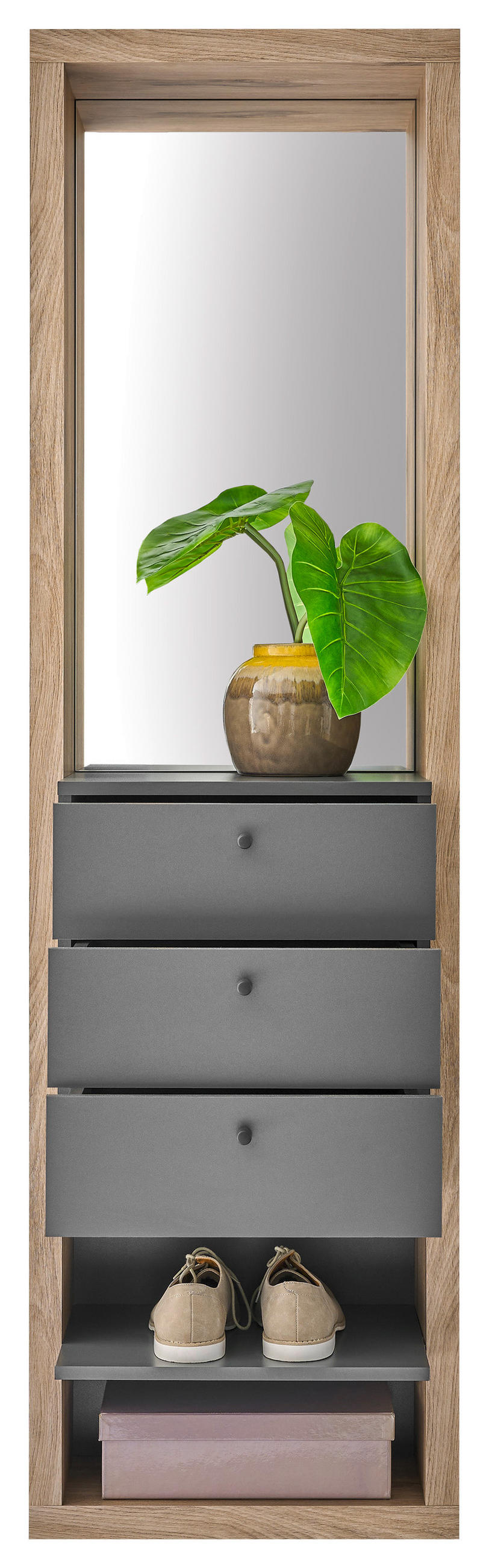 PREDSOBLJE  antracit, boje hrasta  - boje hrasta/antracit, Basics, staklo/drvni materijal (51/178/35cm) - Carryhome