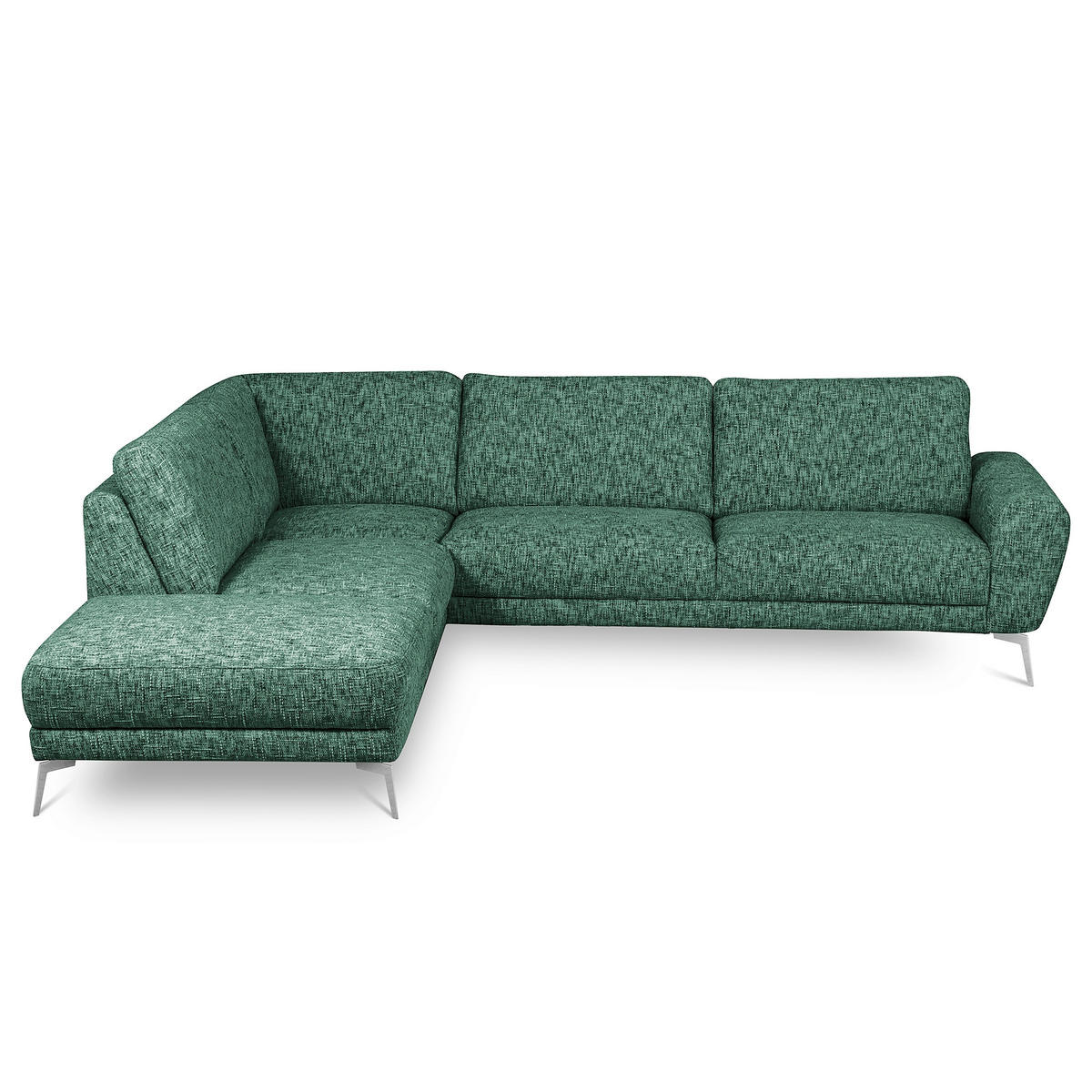 ECKSOFA  Webstoff Grün  - Chromfarben/Grün, Design, Textil/Metall (250/273cm) - Livetastic