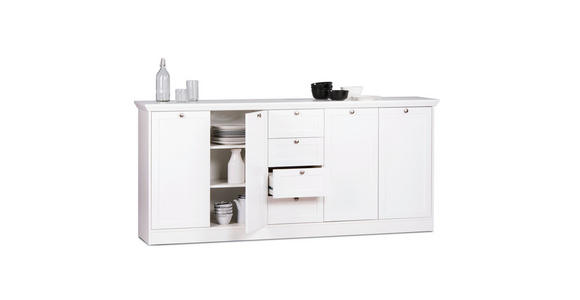 SIDEBOARD  200/90/40 cm 4 Schublade(n)  - Silberfarben/Weiß, LIFESTYLE, Holzwerkstoff/Metall (200/90/40cm) - Carryhome