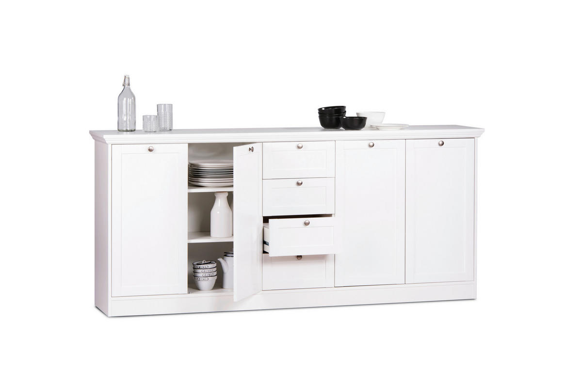 SIDEBOARD  in 200/90/40 cm  - Silberfarben/Weiß, LIFESTYLE, Holzwerkstoff/Metall (200/90/40cm) - Carryhome