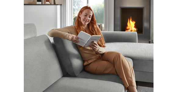 ECKSOFA  in Chenille, Flachgewebe Greige  316/175 cm  - Greige/Schwarz, Design, Textil/Metall (316/175cm) - Dieter Knoll