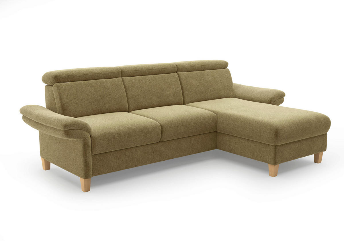 ECKSOFA GLENDALE E Olivgrün Flachgewebe  - Eichefarben/Olivgrün, KONVENTIONELL, Holz/Textil (253/166cm) - Sit & More