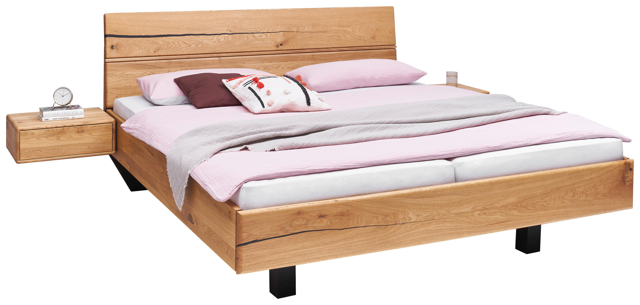 BETTANLAGE 180/200 cm  in Anthrazit, Wildeiche  - Wildeiche/Anthrazit, Natur, Holz (180/200cm) - Valnatura
