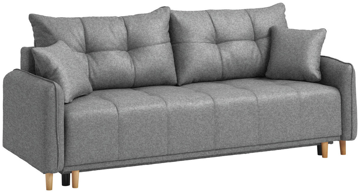 SCHLAFSOFA Chenille Grau  - Buchefarben/Grau, Design, Holz/Textil (217/97/101cm) - Carryhome