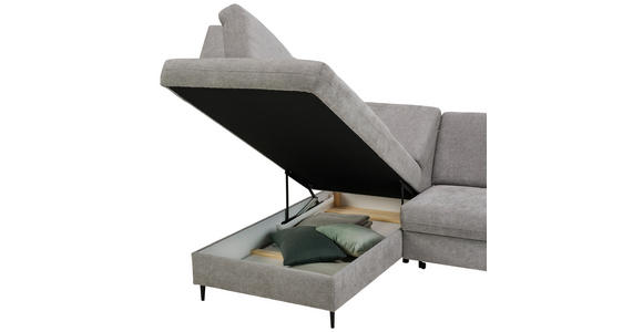 ECKSOFA in Chenille Grau  - Schwarz/Grau, MODERN, Holz/Textil (184/241cm) - Carryhome