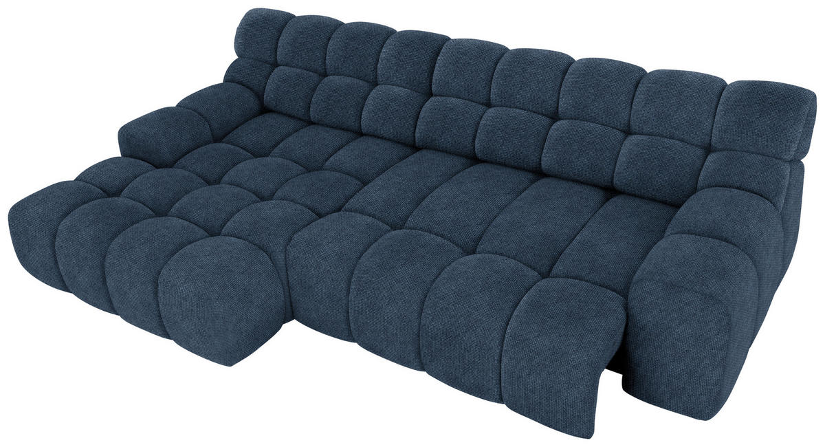ECKSOFA in Webstoff Dunkelblau  - Schwarz/Dunkelblau, Modern, Kunststoff/Textil (180/297cm) - Welnova