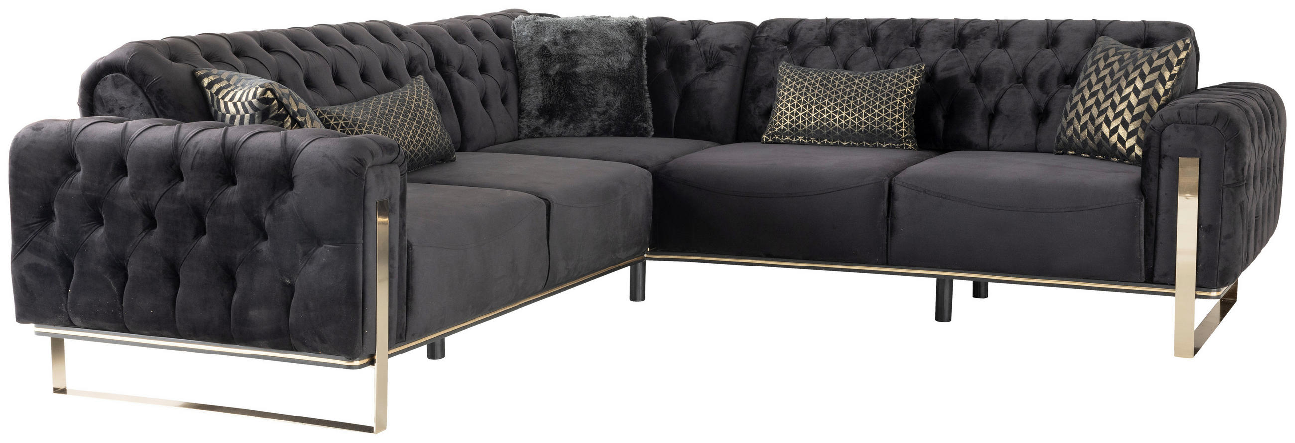 ROHOVÁ SEDAČKA, textil, černá - černá/barvy zlata, Design, textil (260/260cm) - Livetastic