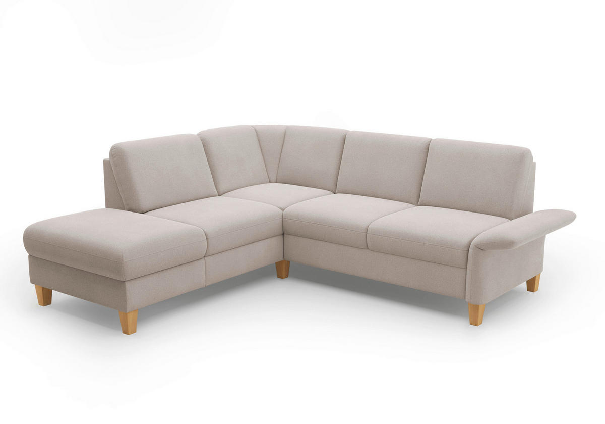 ECKSOFA ROCHELLE E Greige Flachgewebe  - Greige/Eichefarben, KONVENTIONELL, Holz/Textil (216/240cm) - Sit & More