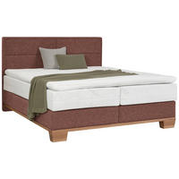 BOXSPRINGBETT 200/200 cm  in Eichefarben, Dunkelrot  - Eichefarben/Dunkelrot, Natur, Holz/Textil (200/200cm) - Valnatura