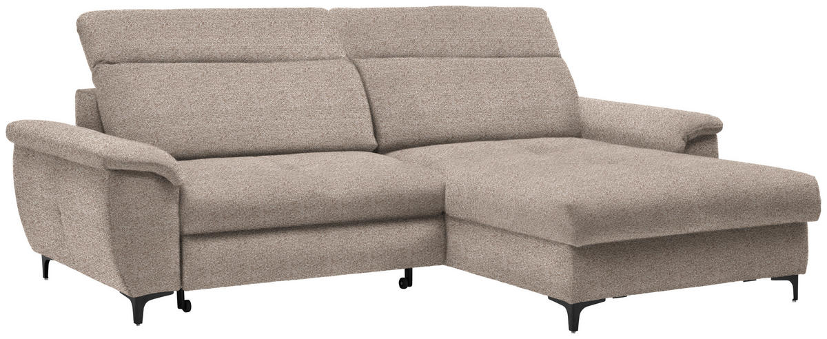 ECKSOFA in Chenille Hellbraun  - Hellbraun/Schwarz, Design, Textil/Metall (185/256cm) - Stylife