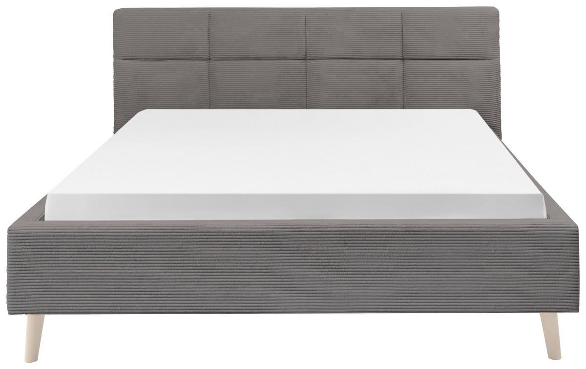 POLSTERBETT 180/200 cm,  in Grau,  - Eichefarben/Grau, KONVENTIONELL, Holz/Textil (180/200cm) - SetOne by Musterring