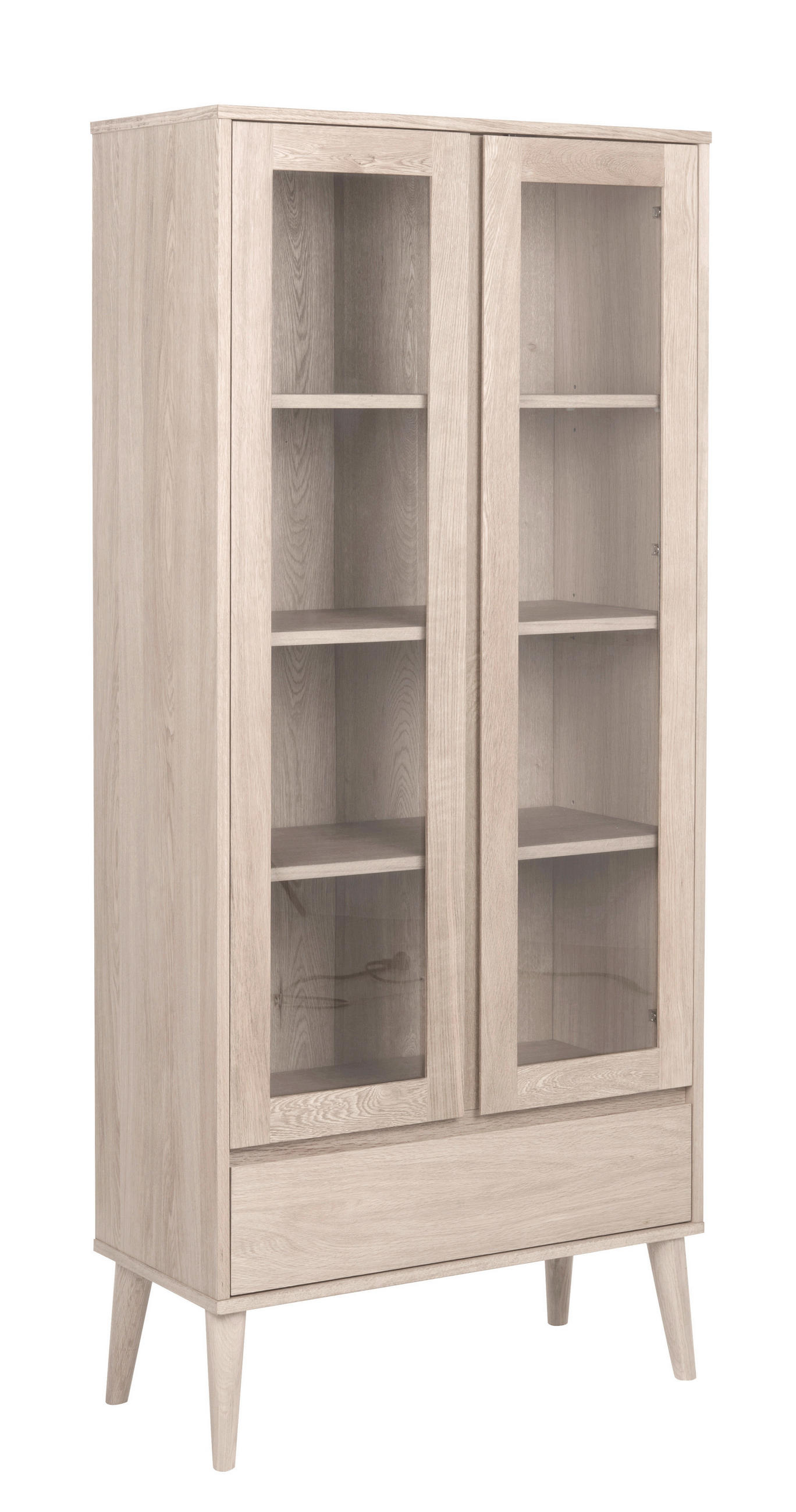 VITRINE  in Eiche Eiche Bianco  - Eiche Bianco, KONVENTIONELL, Glas/Holz (80/178/37cm)